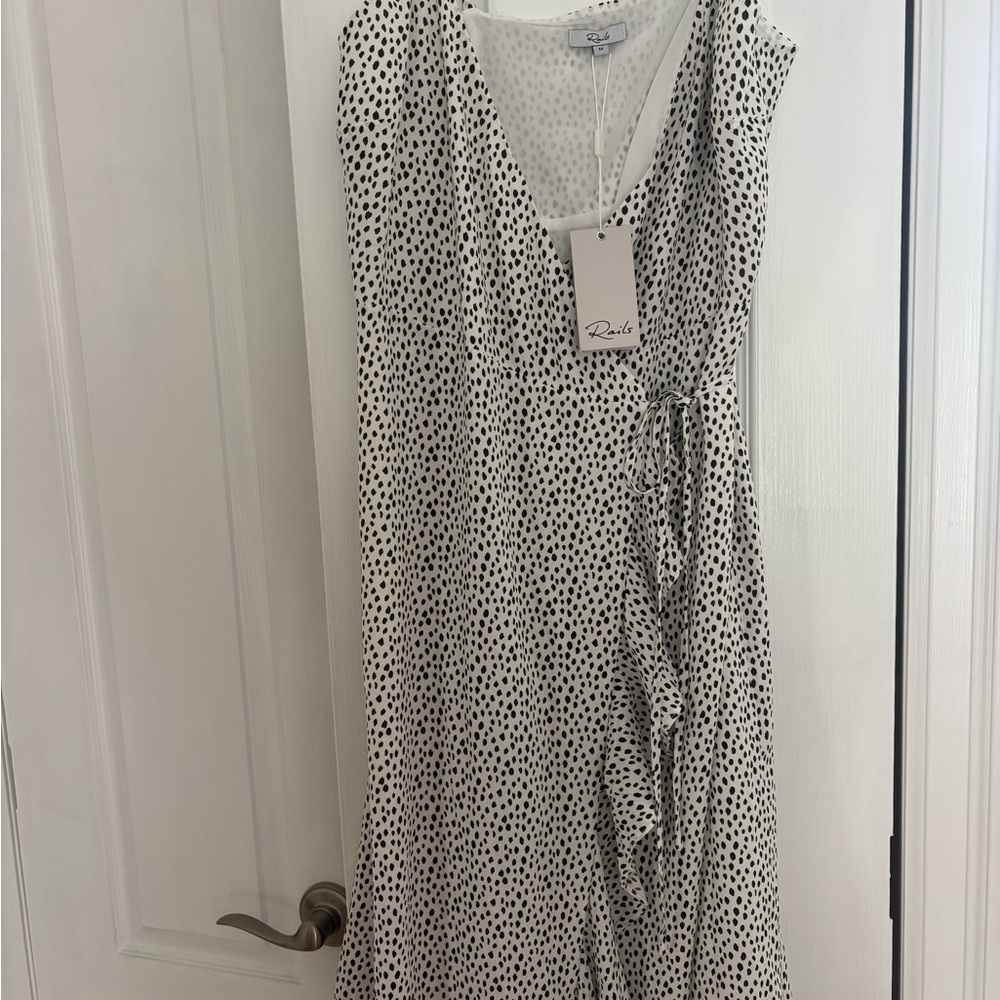 Rails Black and White Patterned Wrap Dress